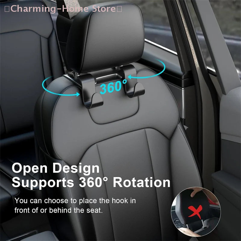【M】Car Seat Back Hook, Car Headrest Hook, Car Accessories For Interior, Plastic Black Hook