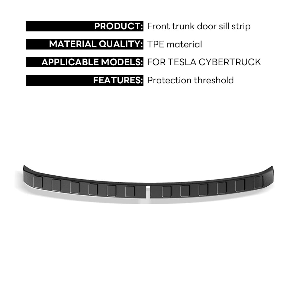 Tira de umbral compatible con accesorios Cybertruck 2023 2024, TPE para todo tipo de clima, resistente al agua, tira de protección para el umbral de la puerta del maletero delantero.