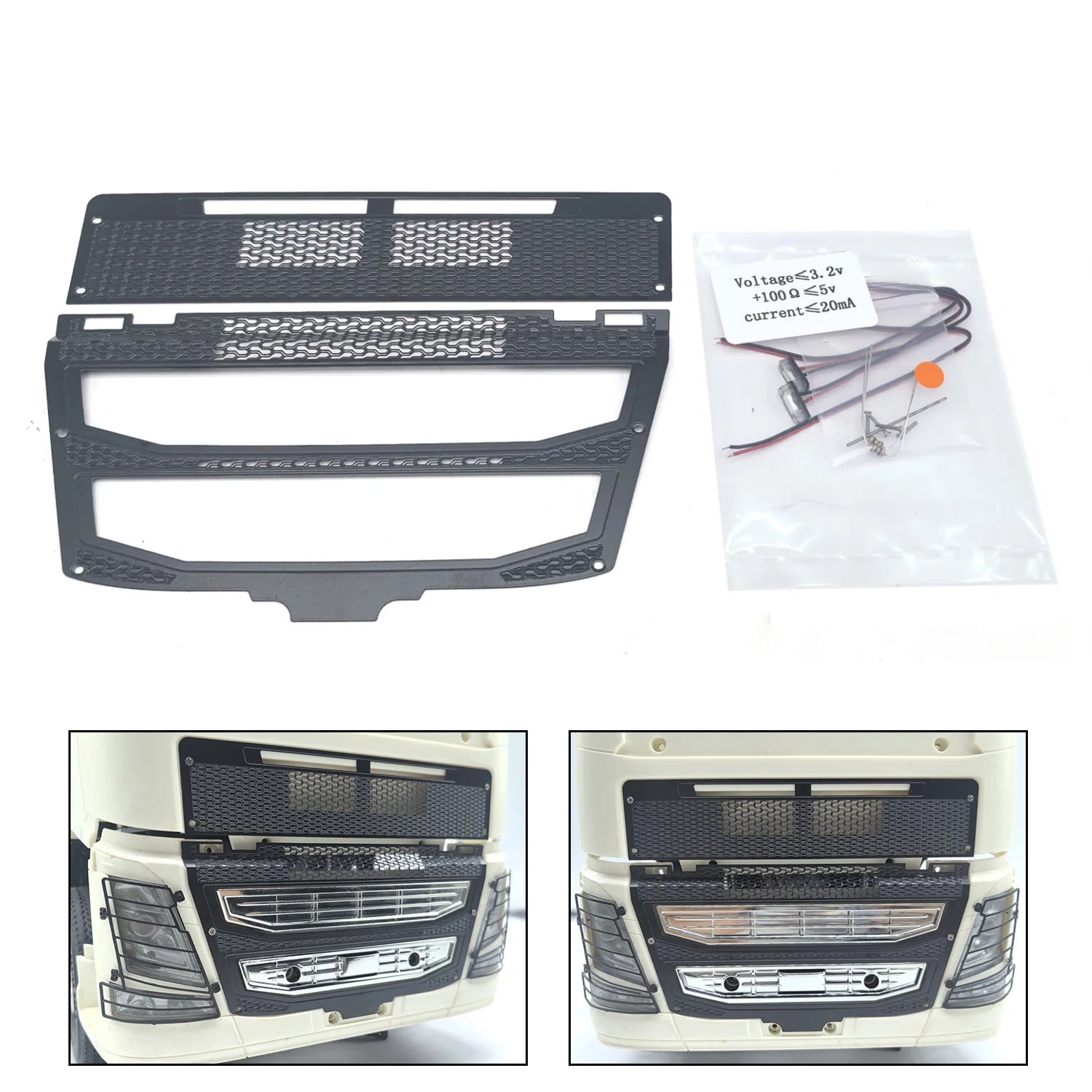 Upgrade Accessories Intake Cover LED Part  For Toy 1/14 DIY TAMIYA 56362 RC Recovery Truck Car Radio Timber Lorry 56360 56365