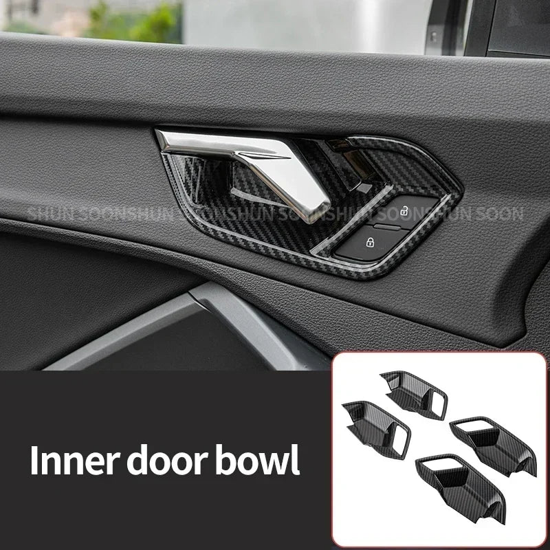 Car Interior for Audi Q3 F3 2019 2020 2021 2022 2023 Carbon Fiber Pattern Center Console Panel Decoration Accessories
