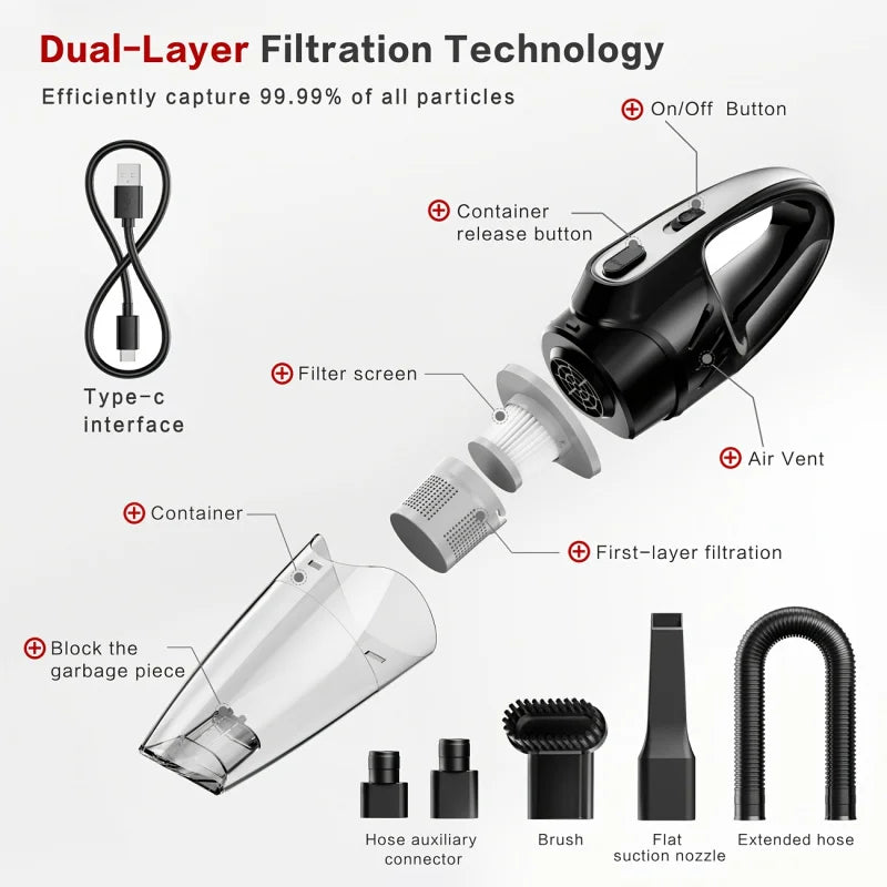 Car Wireless Vacuum Cleaner Powerful High Power High Suction Mini Handheld Car Vacuum Cleaner Household Indoor