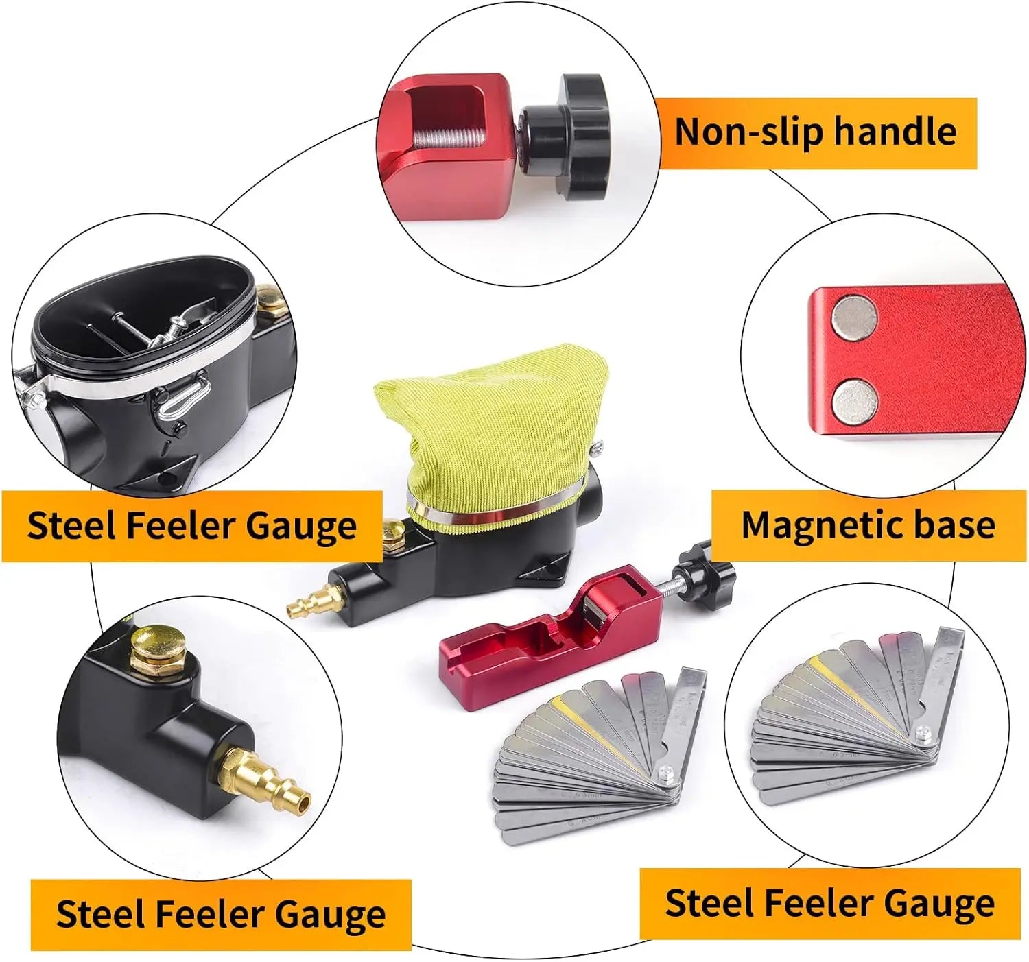 Spark Plug Gap Tool & Pneumatic Spark Plug Cleaner Kit - Air Sandblaster Cleaning Tool for Most 10,12,14, 16mm Spark Plugs