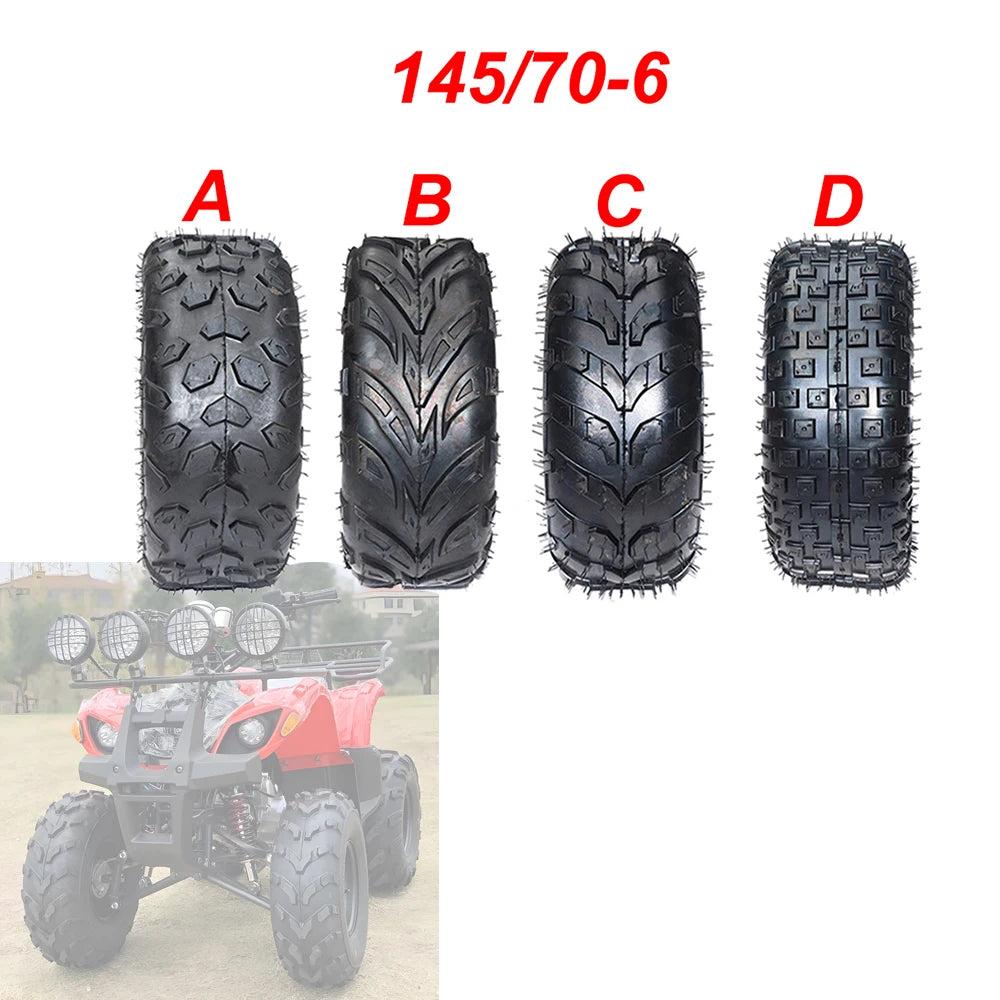 145/70-6 Tubeless Tire 6 Inch ATV Tyre for Four Wheel Vehicle 50cc 70cc 110cc Small ATV Front or Rear Wheels