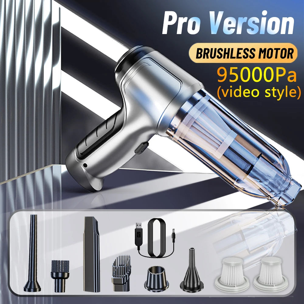 95000Pa Wireless Car Vacuum Cleaner Strong Suction Handheld Auto Vacuum Home & Car Dual Use Mini Vacuum Cleaner Home Appliance