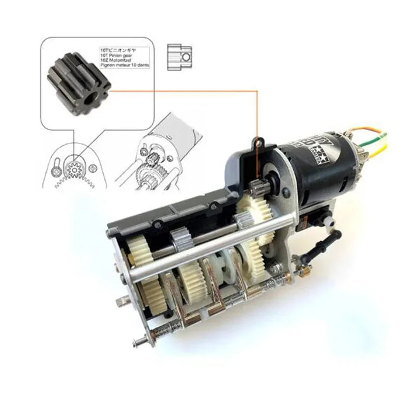 Gearbox Motor Metal Gear Universal for 1/14 Tamiya RC Truck Trailer Tipper Scania MAN Benz Actros Volvo Car Diy Parts