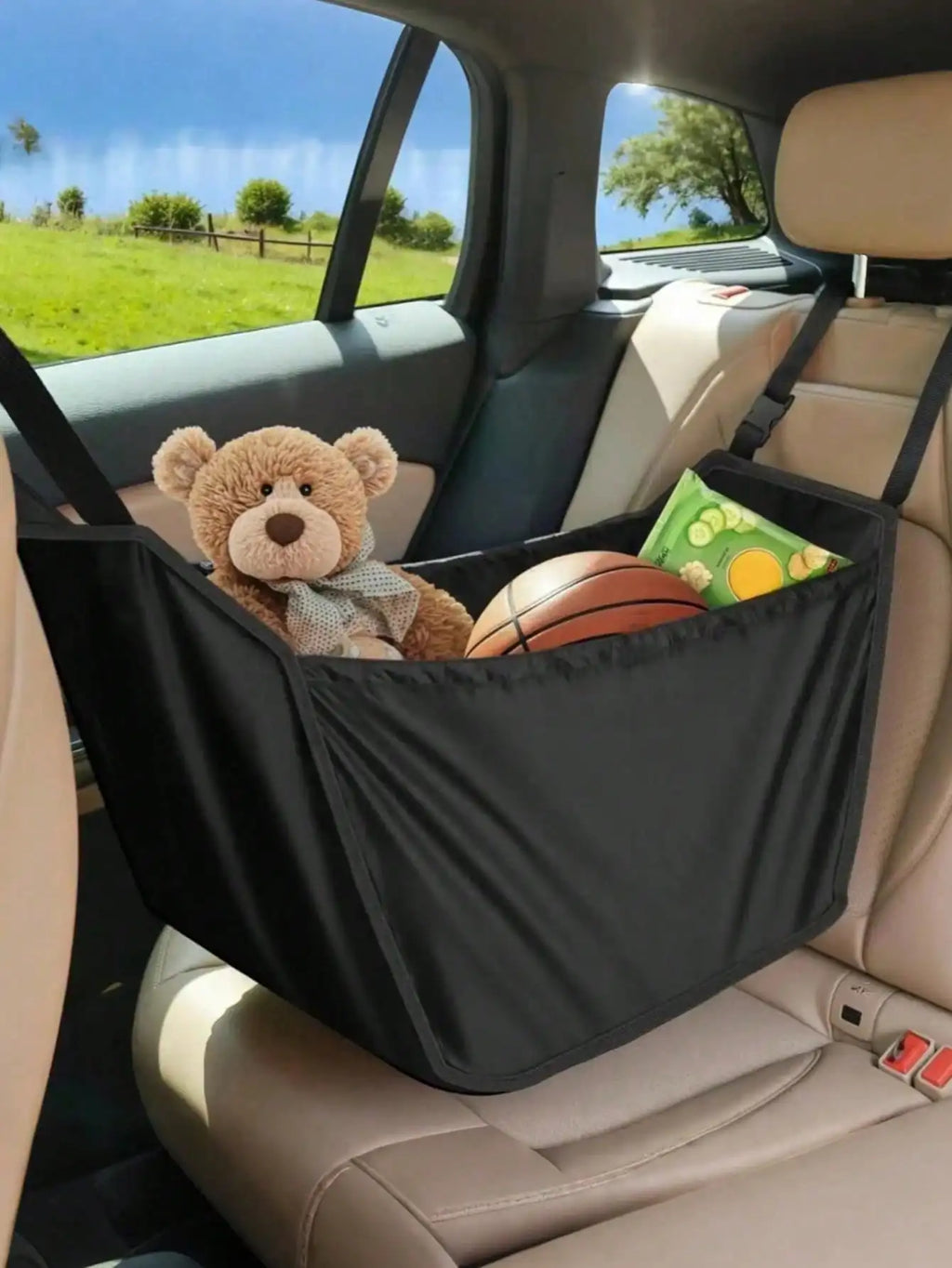 1Pc Car Seat Back Organizer – Large Capacity, Foldable, Washable, with Adjustable Straps, Universal Fit.