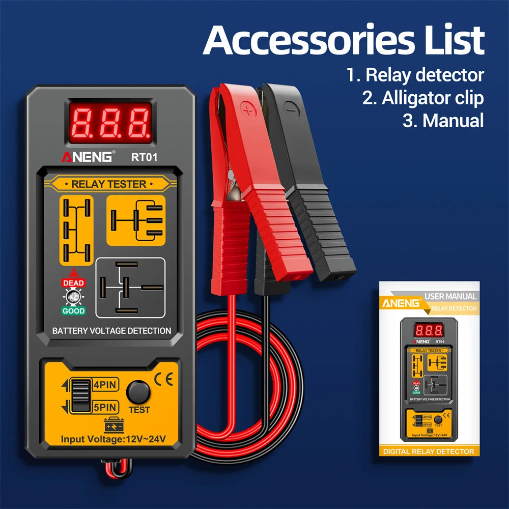 Automotive Voltage Tester 11-25v Car Relay Tester For Car Battery Check With Led Indicator Light & Relay Diagnostic Tool