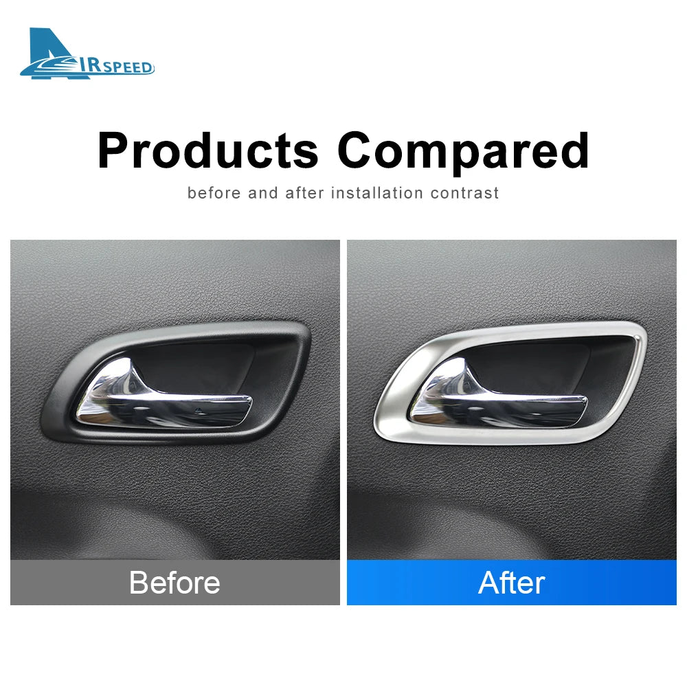 Interior Trim Auto Accessories For Dodge Journey JUCV Fiat Freemont 2011-2020 Silver ABS Car Inner Door Handle Bowl Frame Cover