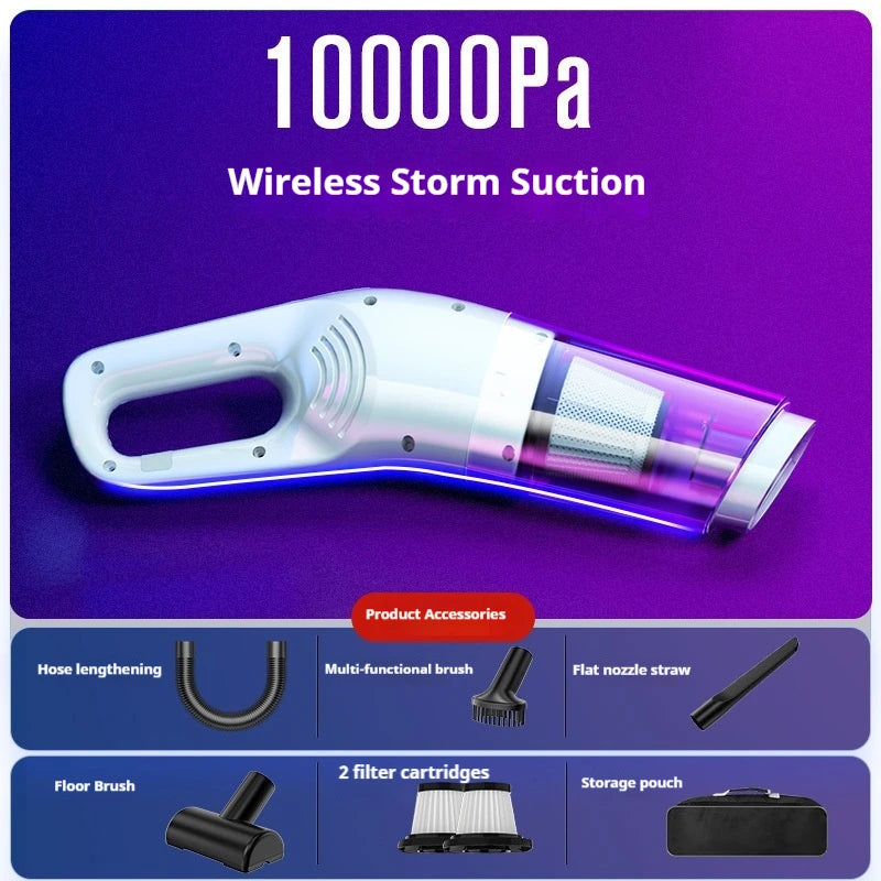 Handheld Car Vacuum Cleaner Wireless Powerful Suction Water Absorbing Long Battery Life Car And Home Dual Use For Auto Interiors