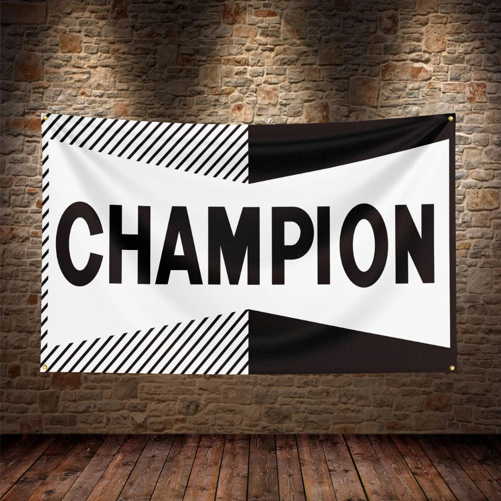 3X5Ft Champion Spark Plugs Flag Polyester Printed Car Banner For Decor