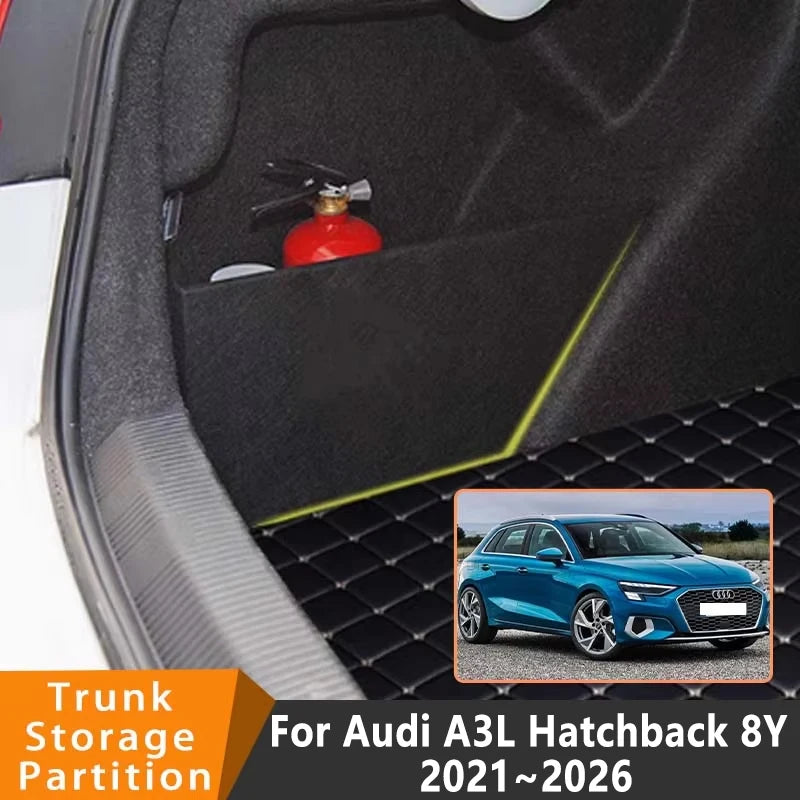 Auto Accessories For Audi A3 8Y 2021~2025 2022 2023 Car Upgrade Organizer Trunk Side Partition Trunk Interior Storage Box Parts