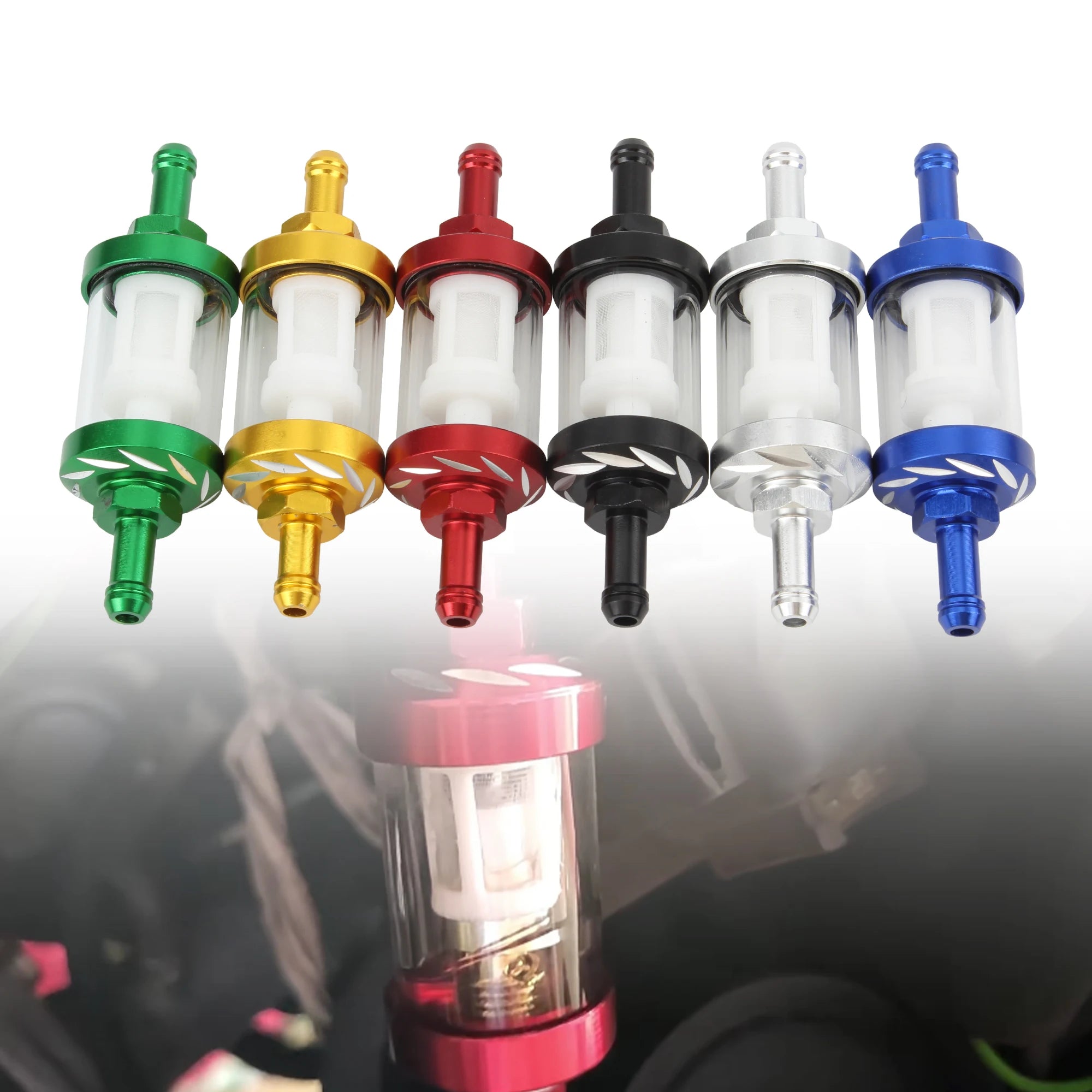 Motorcycle Engine Fuel Filter CNC Aluminum Alloy Glass Gas Fuel for Enduro Dirt Bike Motocross 125 140 150 160cc CRF70 90 110