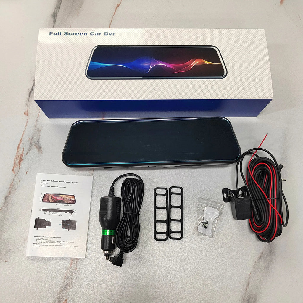 2K 10 Inch Dash Cam DVR Car Front and Rear Dual Camera Mirror Recorder HD Dashboard Video Night Vision WiFi Parking Monitor