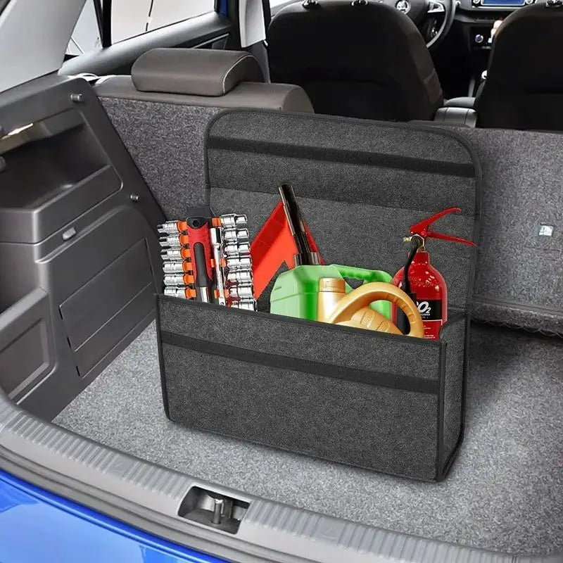 Large Anti-Slip Organizer For Car Trunks – Soft Felt Storage Box With Compartments