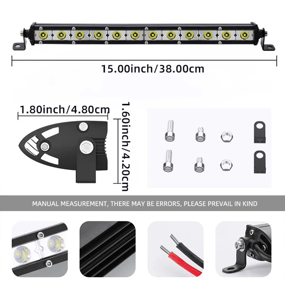 Car LED Work Light Bar 8.8'' 15'' inch Spotlight Flood 6/12 LED Work Light Bar for ATV Off Road Jeep SUV Car Running Lights
