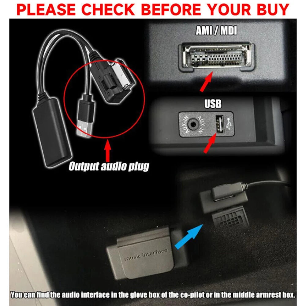 Wireless Bluetooth Receiver Module Music Interface AUX Audio Cable Adapter For Audi Q7 A5 A6 A8 AUX Adapter Music Audio Stereo