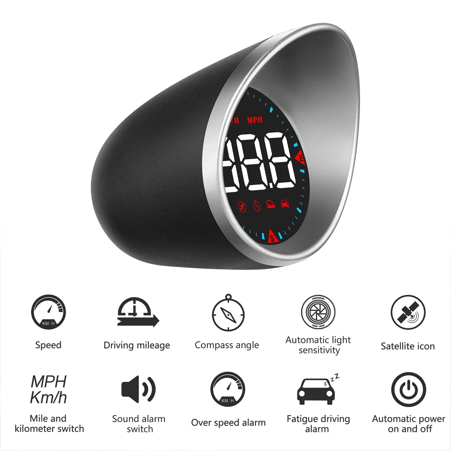 Car HUD Head Up Display with Alarm Digital Dashboard GPS Smart Speedometer for Cars MPH KMH Car Electronics Accessories for Car