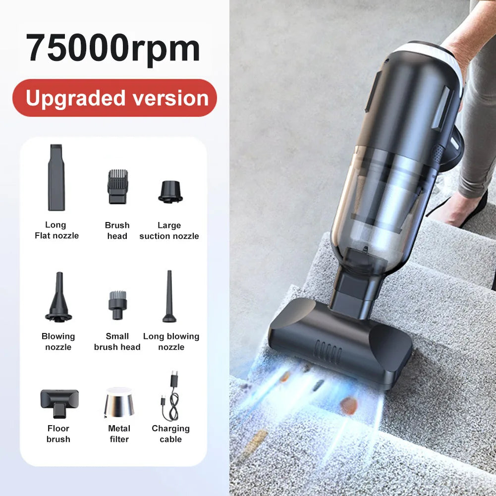 Mini Portable Vacuum Cleaner Rechargeable 12000PA High Power Cordless Handheld Vacuum Air Duster with HEPA Filter for Car Home