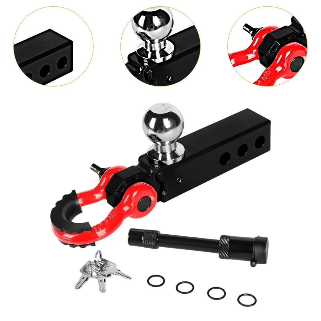 Enganche de remolque para receptor de 2 pulgadas, accesorio negro premium con grillete de remolque para vehículos recreativos y SUV, montaje sencillo, accesorios de remolque