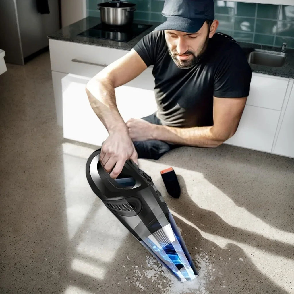 12V Rechargeable Car Vacuum - Portable Handheld Cleaner with Washable Filter