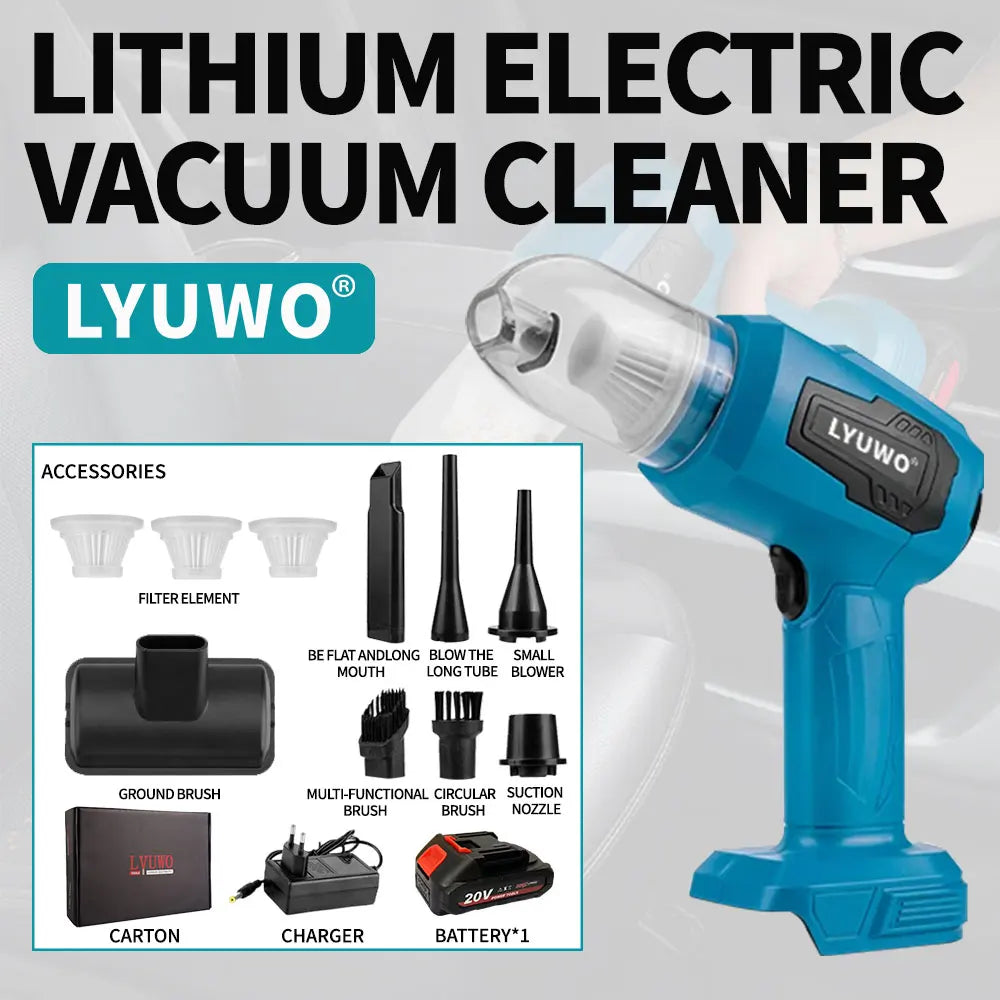 LYUWO Dual Head Car Vacuum Cleaner with Wireless Charging, High Suction Power For Home Use, Powerful Dust Removal, Handheld Tool