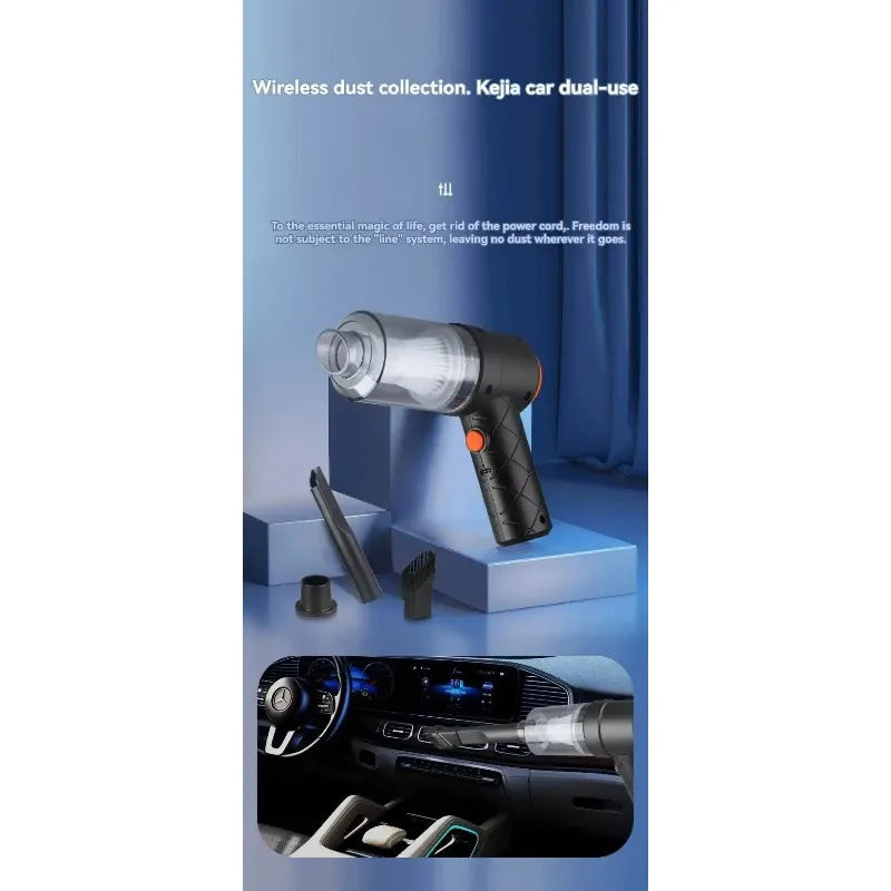 Portable Car Cordless Vacuum Cleaner with Large Suction Handheld Dust Collector Mini Dust Blower for Household Cleaning