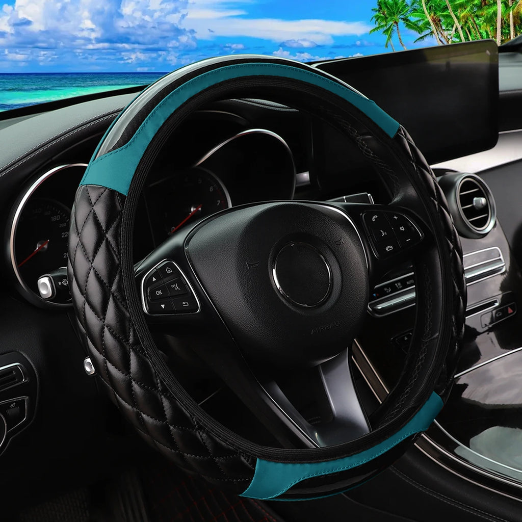 Car interior accessories - Crystal carbon fiber PU leather car interior lining without handle steering wheel cover suitable for