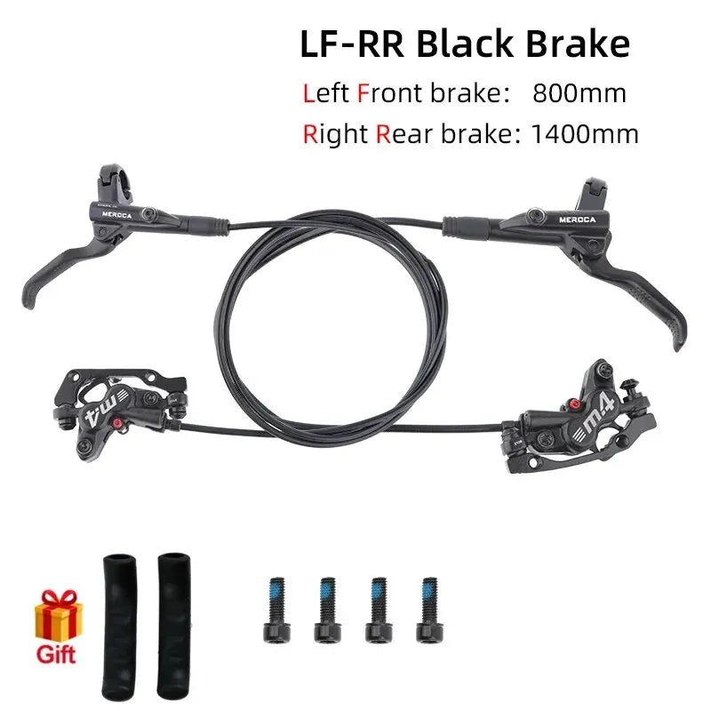 MEROCA 4-Piston MTB Hydraulic Brake Set With Silicone Protective Cover Front And Rear Brake 800mm/1400mm Bike Disc Brake For MTB