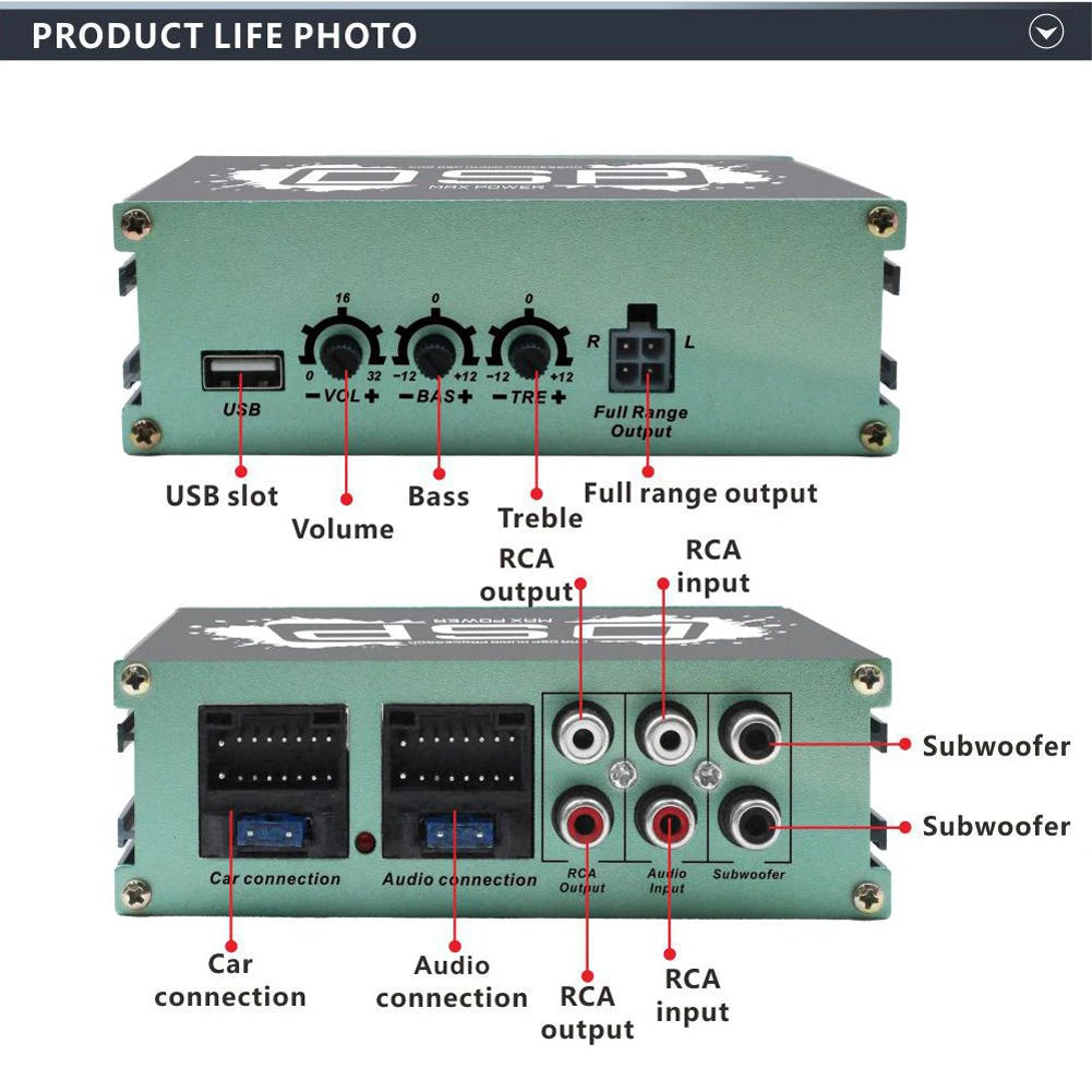 Car DSP Digital Audio Processor 6-Channel Output DSP Car Power Amplifier Audio Digital Sound Processor for Car Audio Enhancement