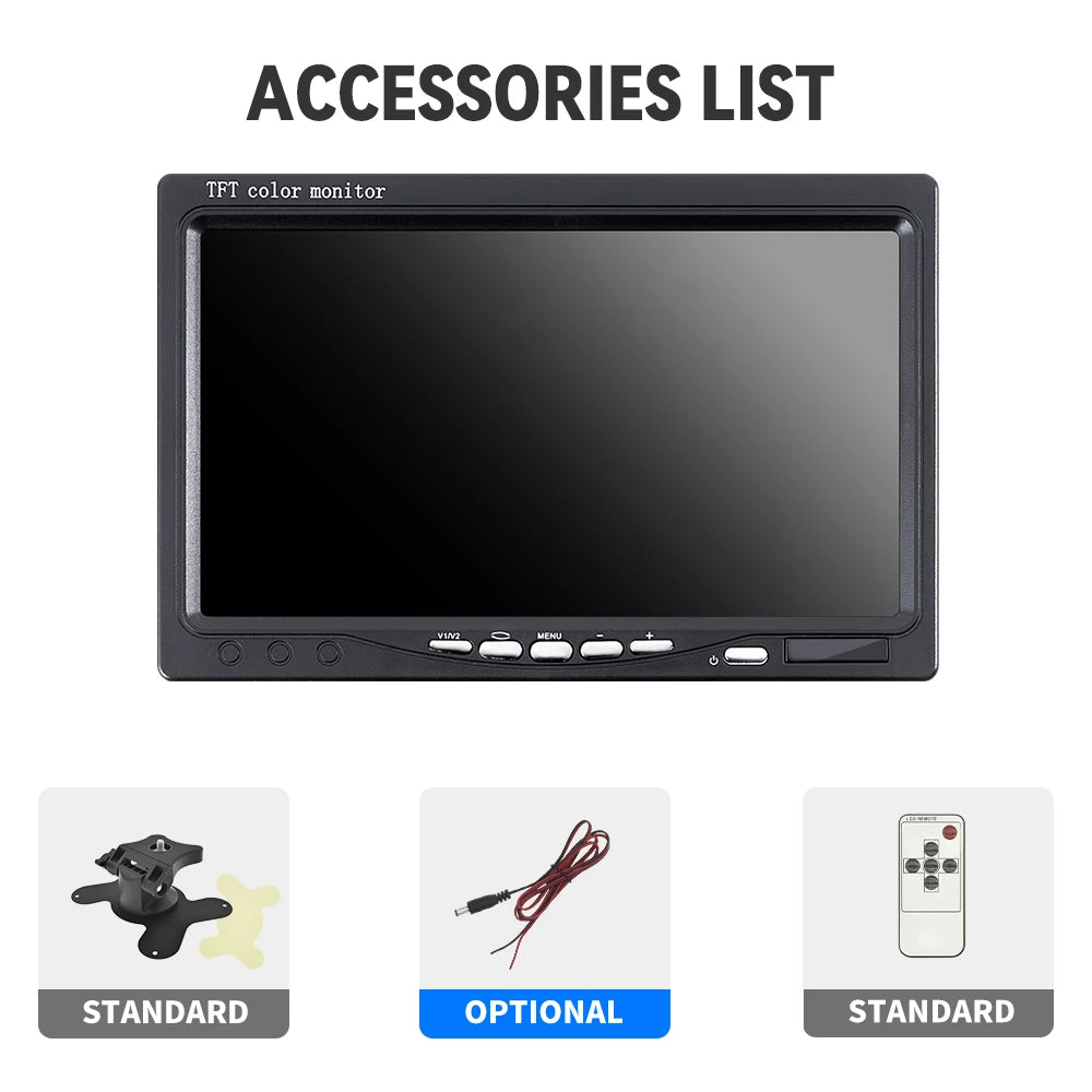 KTYDKP 7 Inch Car Monitor Screen Rear View Camera HD Digital 2 Way Video Input Rearview Image 9V-36V TFT LCD Parking System