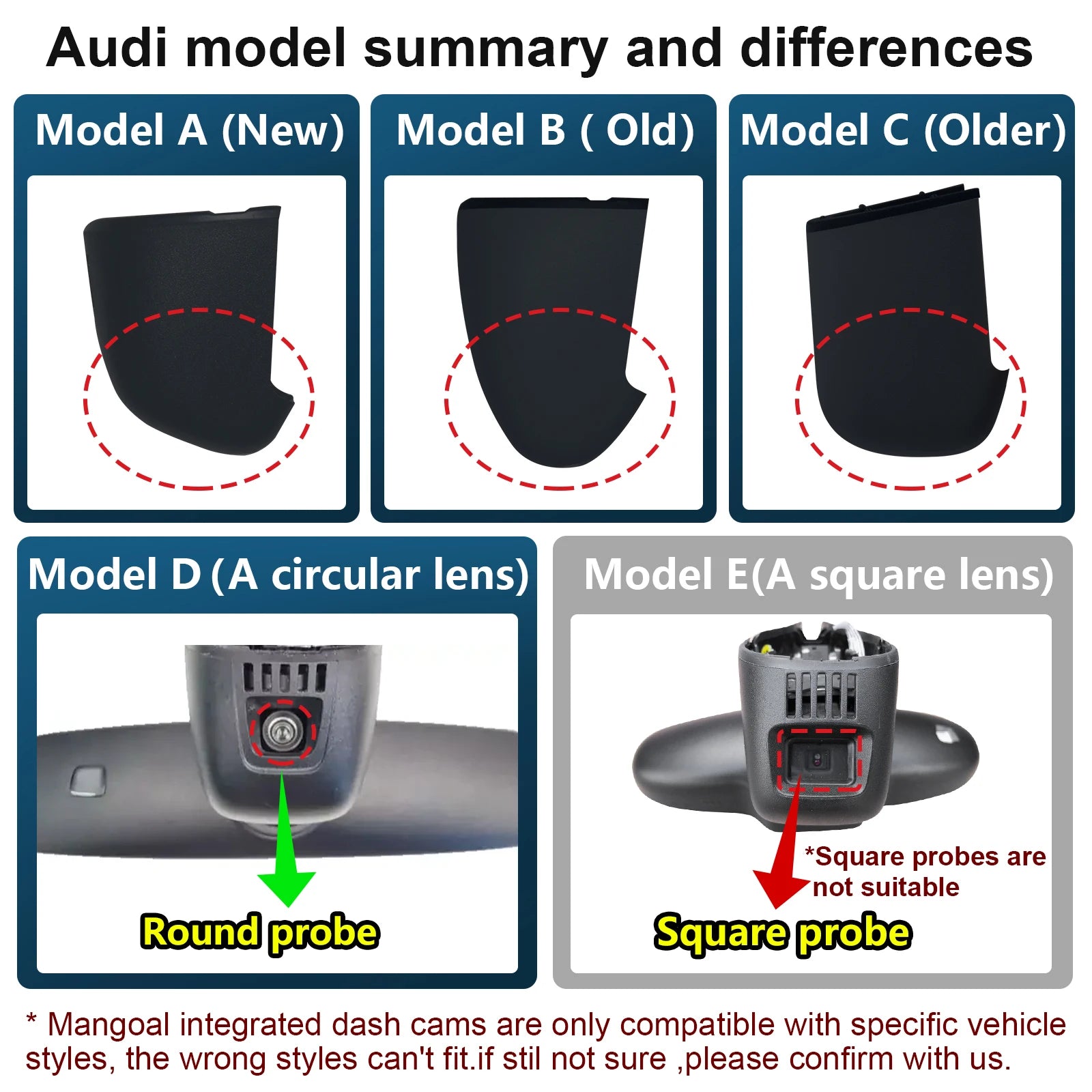 4K Dash Cam For Audi A3 A5 A6 A7 A8 Q2 Q3 Q5 Q7 Q8 S4 S6 S8 B8 C6 C7 RS R8 S5 S6 S7 S8 (Model B/C) WiFi APP GPS Dash Car Camera