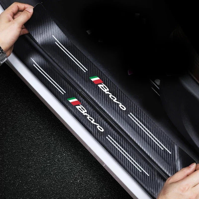 Car Interior for Fiat Bravo Logo  Door Sill Trunk Bumper Waterproof Decals Front Rear Threshold Stickers Strips Accessories