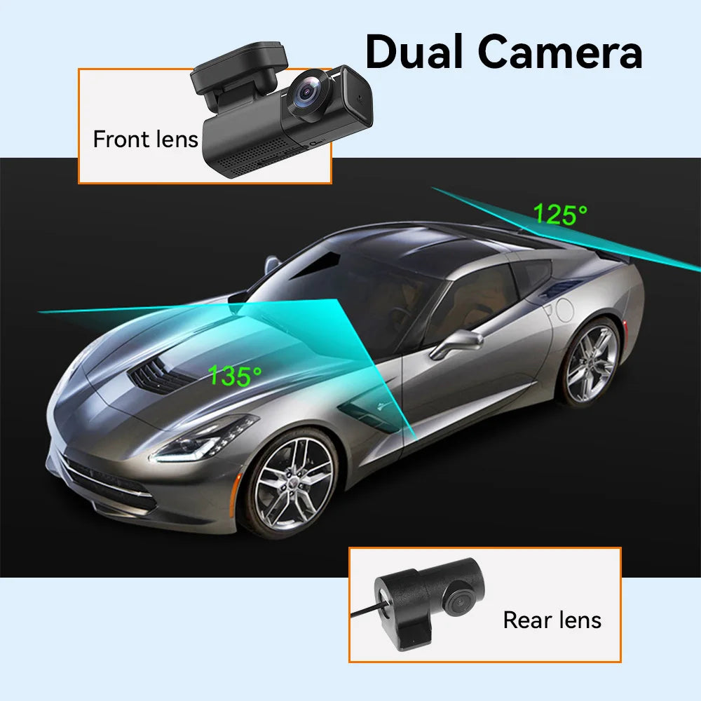 4G LTE Dashcam 4K Car Dvr Black Box Front & Rear View Car Camera Collision Warning GPS Tracking Human Detection Car Recorder
