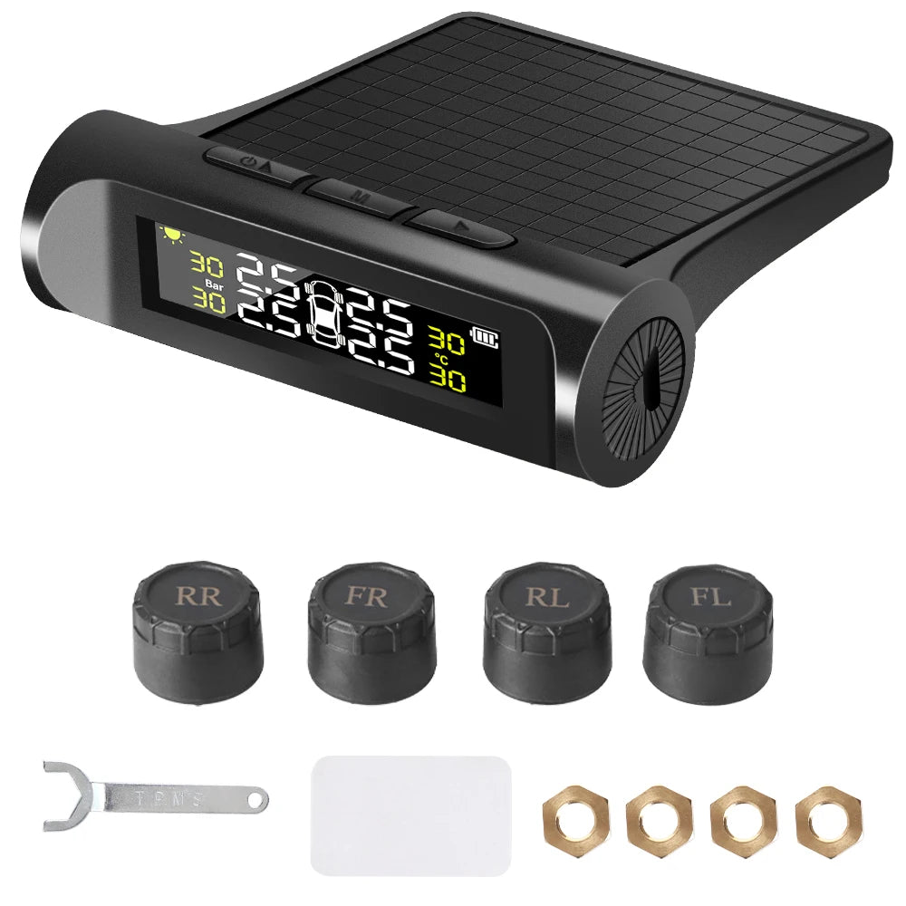Digital LCD Display Auto Security Alarm Systems Tyre Pressure Monitoring System with 4 External Sensors Car TPMS Universal