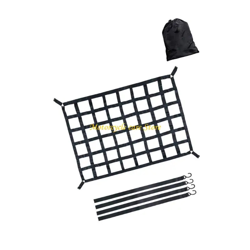 U75F Adjustable Truck Bed Storage Net Reinforced Edges S Hooks For SUVs Pickup Cargo Safety