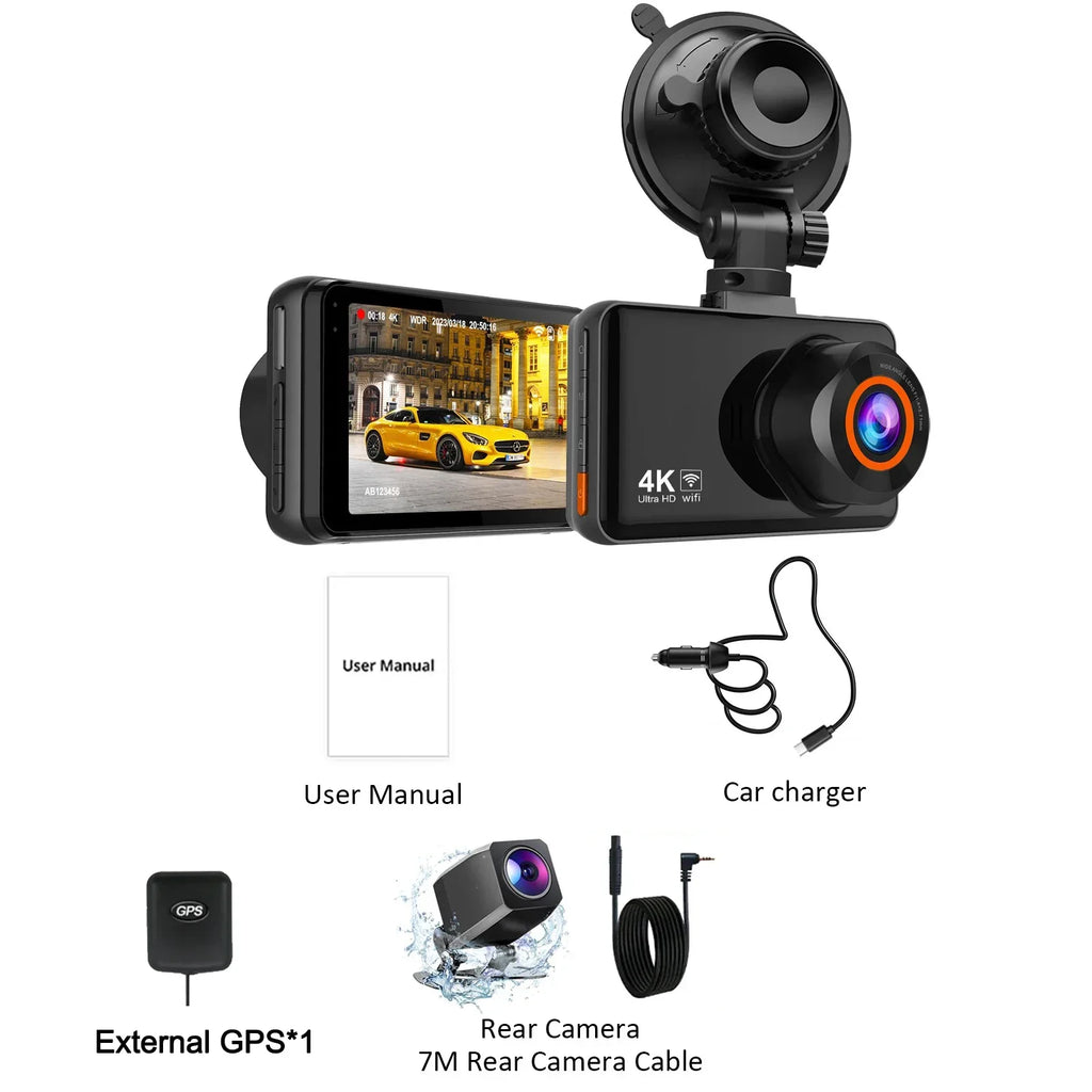 Dash Cam for Cars 4K Front Rear Camera Car DVR for Vehicle Video Recorder Rear View Camera Parking Monitor WiFi Dashcamera