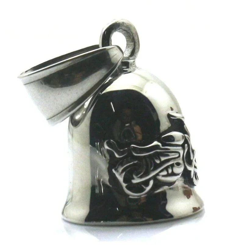 Collar con colgante de campana de calavera dominante punk retro adecuado para hombres, accesorios de ciclismo y motocicleta, regalo