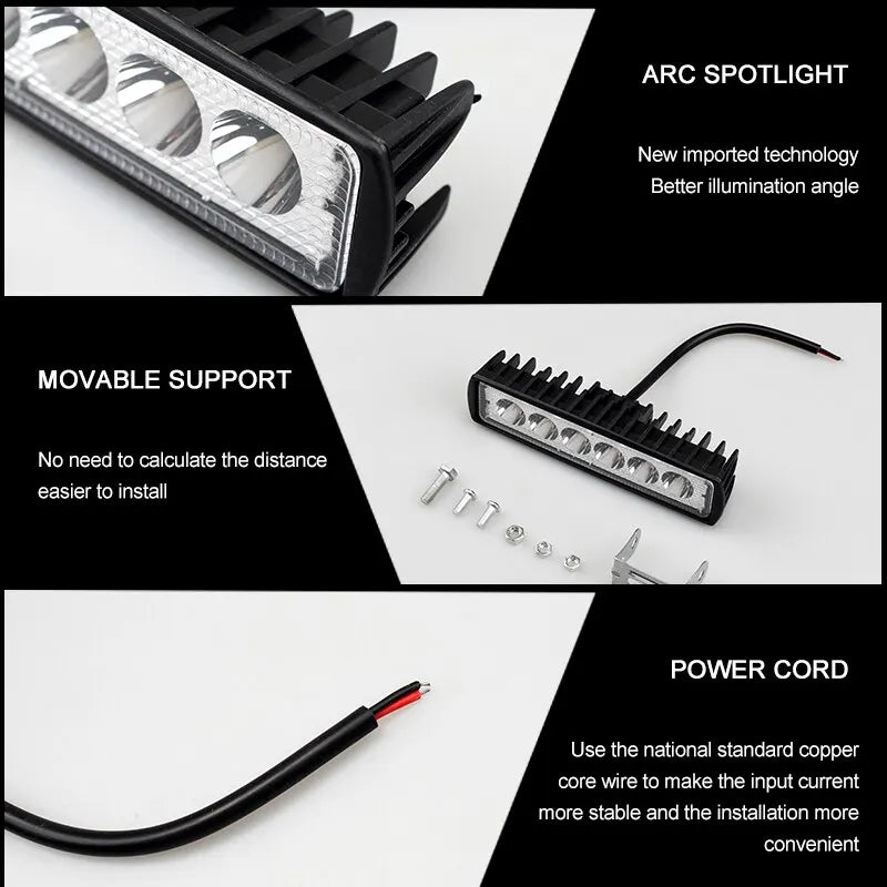 6 Led Offroad Car Work Light Spotlight Running Light 12v For Car Light Bars Citroen C5 Car Accessories For Cars Led Ramp