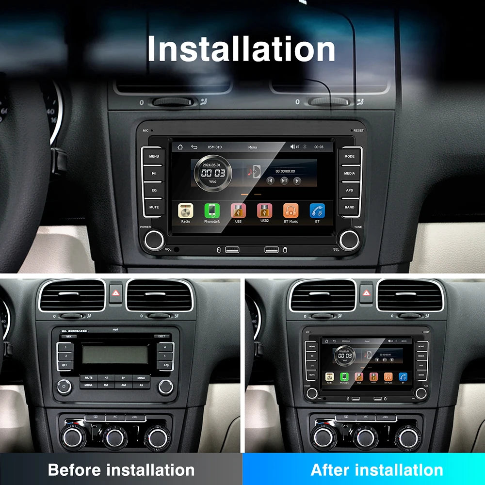 7" 2 Din HD Car Media Video RDS Airplay Car Radio Wireless CarPlay Android Auto Stereo Audio For VW/Seat/Skoda/Passat/Golf/Polo