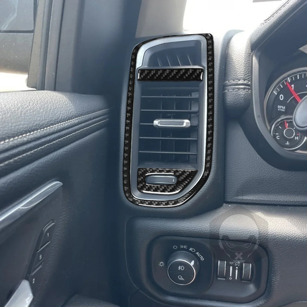 For Dodge Ram 2019 2020 2021 2022 2023 Accessories Carbon Fiber Car Interior Grar Handle Air Outlet Trim Sticker Decoration