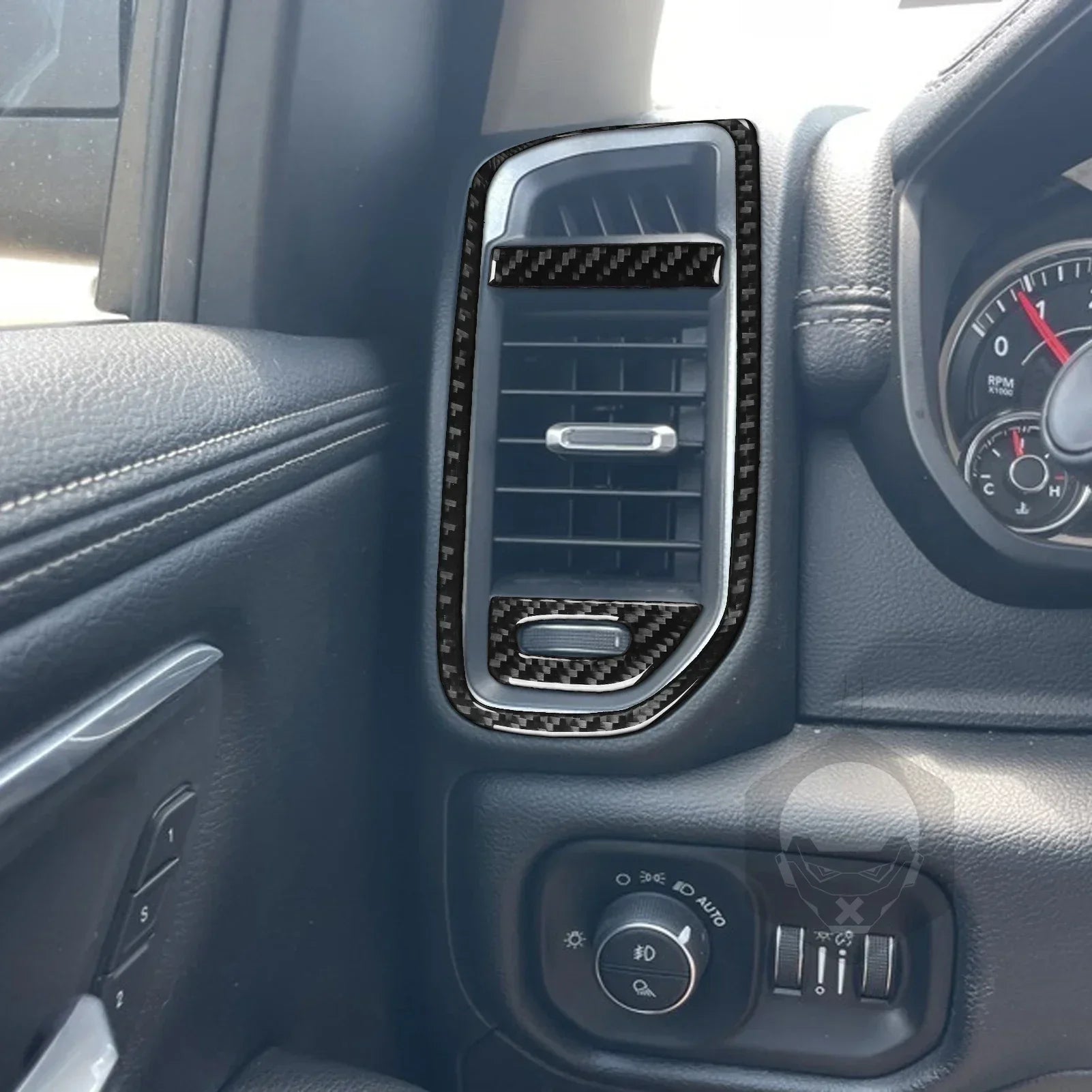For Dodge Ram 2019 2020 2021 2022 2023 Accessories Carbon Fiber Car Interior Grar Handle Air Outlet Trim Sticker Decoration