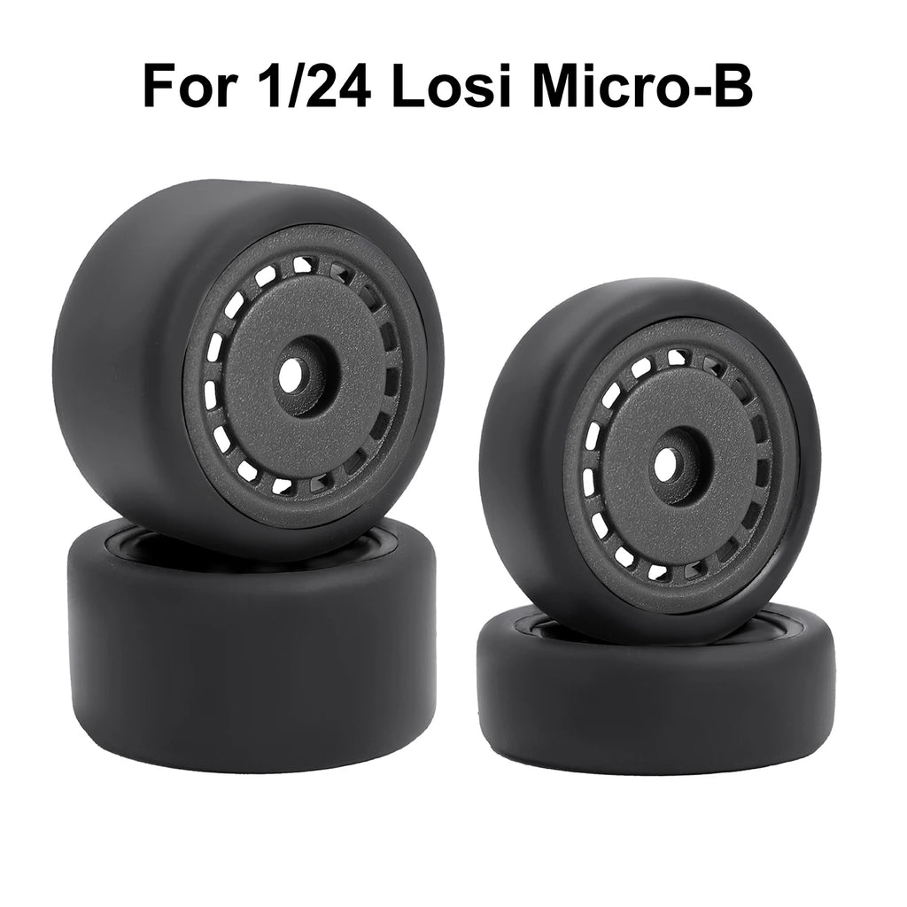 For 1/24 LOSI Micro-B On-Road Drift Racing Wheel Rims Hub with Tires Pre-mounted Pin For 1/28 Losi Micro-T WLtoys 244016