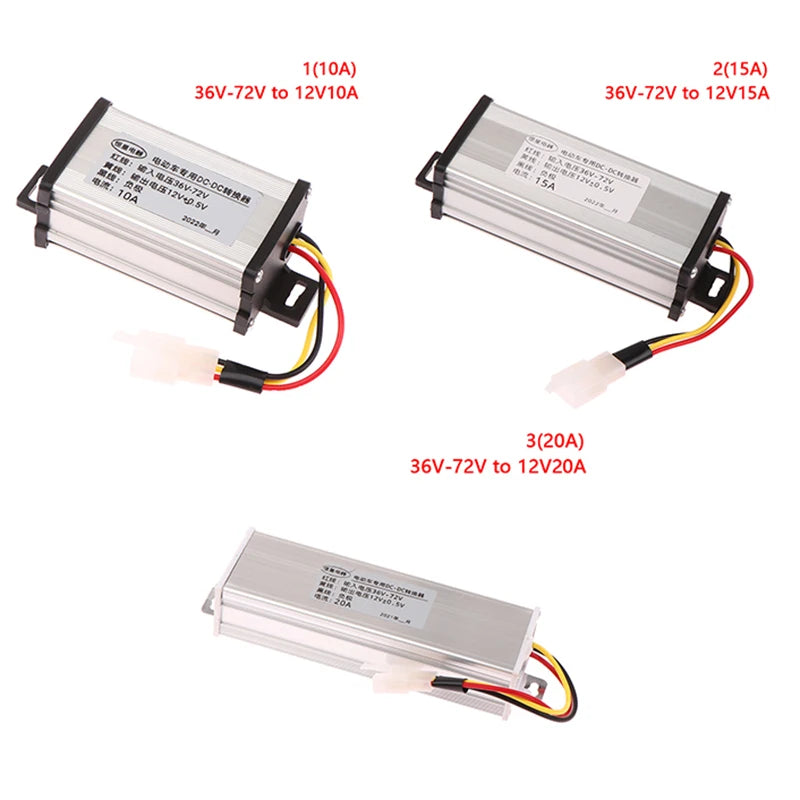 Electric Vehicle DC Converter 36/48/60/72V to 12V 10A 15A 20A 180W Power Transformer for EVs