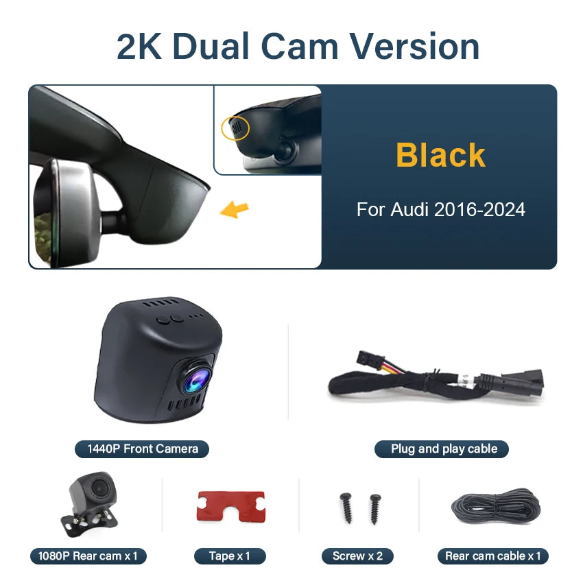 Dash Cam for Audi A1 A3 A4 A5 A6 A7 A8 Q2 Q3 Q5 Q7 Q8 TT RS S 2016 to 2024,4K Dashcam Wifi Dash Camera for Audi,Dvr in the Car