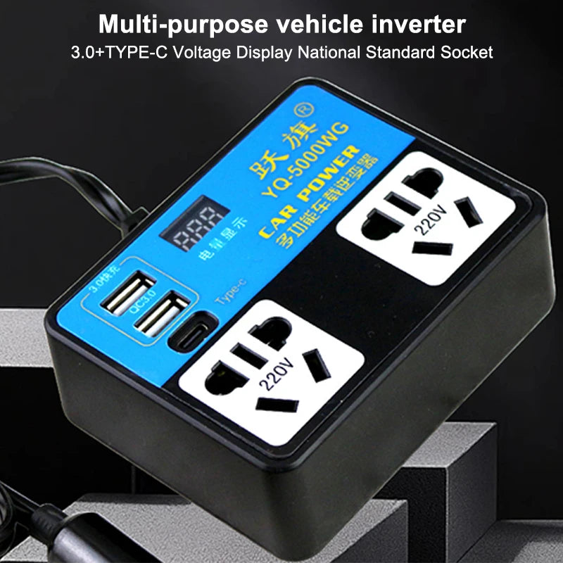 Car Inverter Converter 12V 24V DC USB Charger Wear-Resistant Material Fast Charging Easy Install for Vehicle