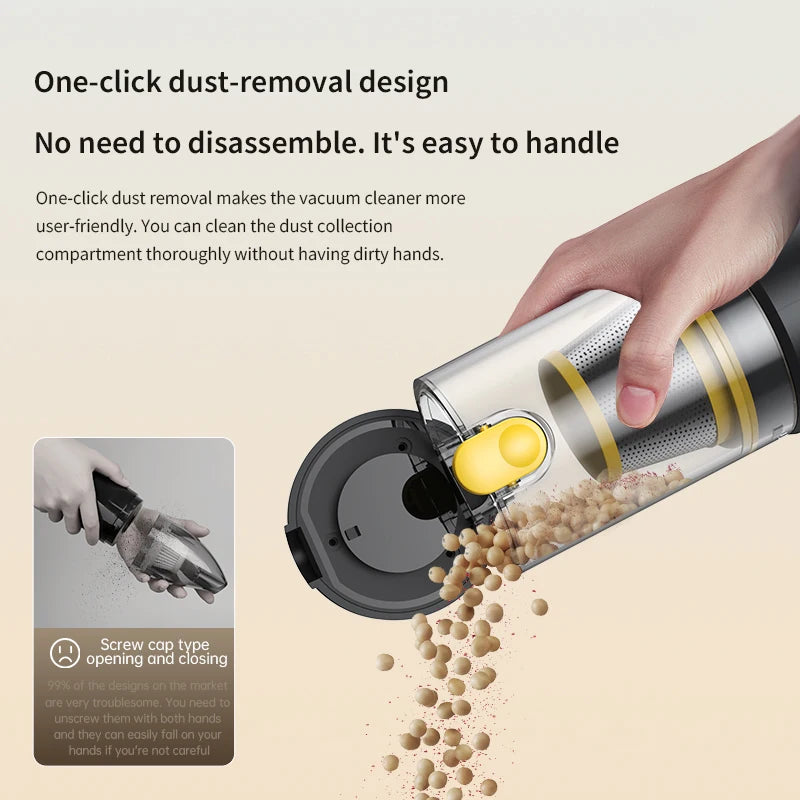 Wireless Vacuum Cleaner USB Chargin、 Blow、Suction、Pump、Inflate 4in1，1 Key to Pour Dust Cordless Portable Car Vacuum Cleaner