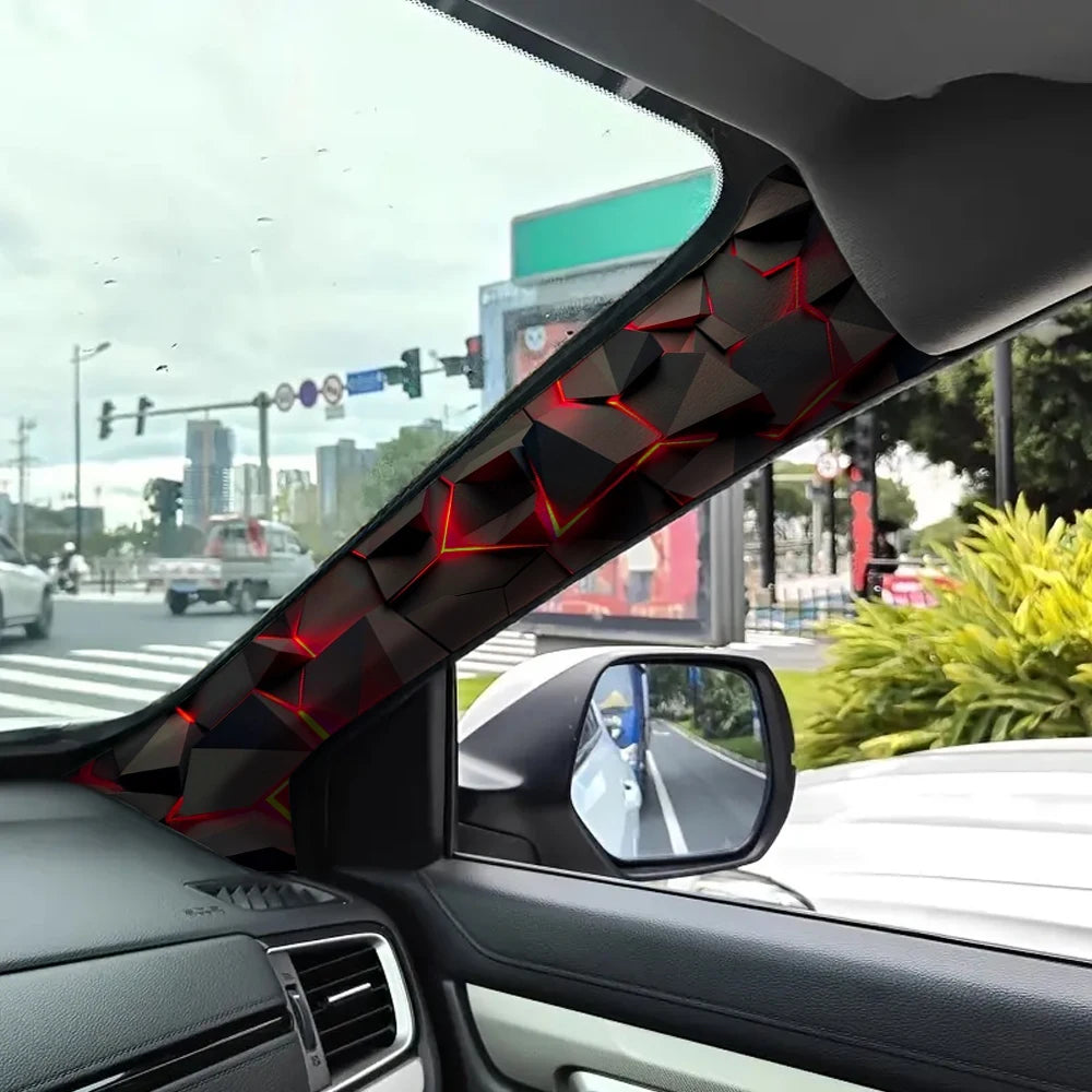 2-piece set of self-adhesive car A-pillar trim with lava crackle pattern, elastic fabric, car interior accessories.