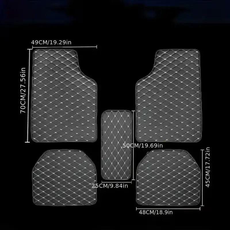 Car Floor Mats 5Pcs Universal Quality PU Leather Waterproof Auto Foot Pad Protector Automobile Interior Car Interior Accessories
