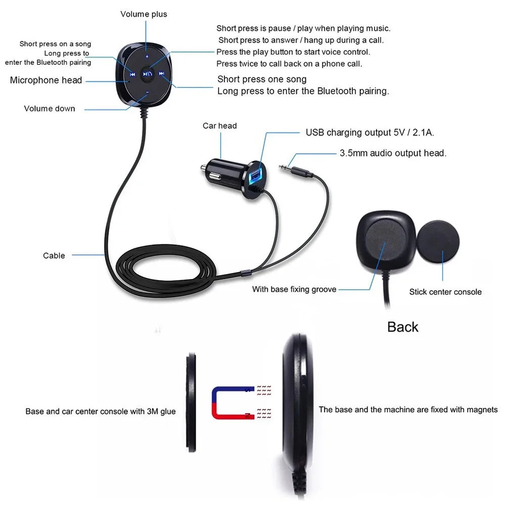 Car Bluetooth-compatible Audio Receiver Wireless Bluetooth-compatible Music Receiver for Car Stereo with AUX IN Auto Accessories
