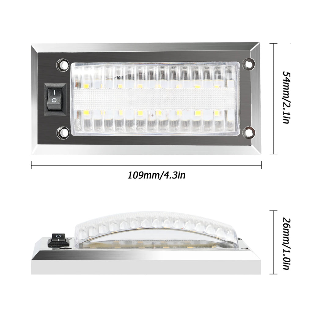 LED 12V-24V Panel Light Car Interior Ceiling Reading Lamp High Brightness Cabin Lights For Bus Van Truck RV Trailer Boat Camper